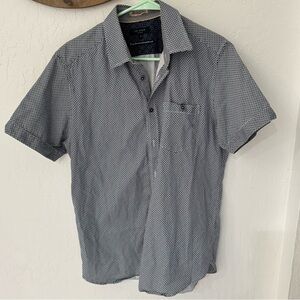 Ted Baker London Short Sleeve Dress Shirt Size 4 Diamond Navy Blue White